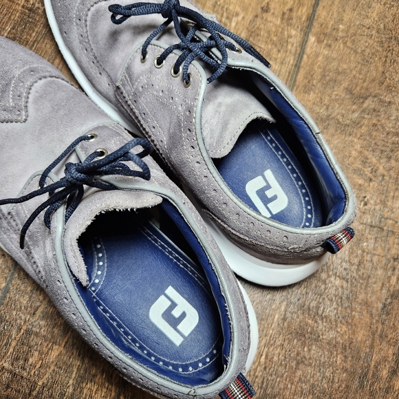 FJ FootJoy Modern Wing Golf Shoes Men's Size 9W Gray Suede Spikeless #56113 - Picture 10 of 11